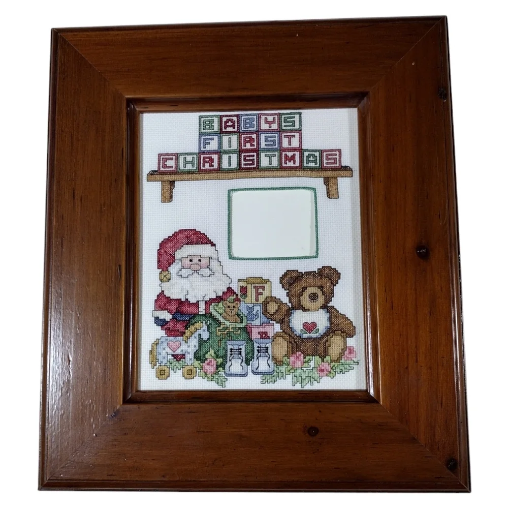 Babys First Christmas Framed Cross Stitch Piece